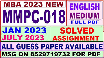 mmpc 018 solved assignment 2023 / mmpc 18 solved assignment 2022-23 in english / ignou mba 2022-23