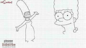 The Simpsons - How to draw Marge Simpsons - Video - Marjorie Marge Simpsons