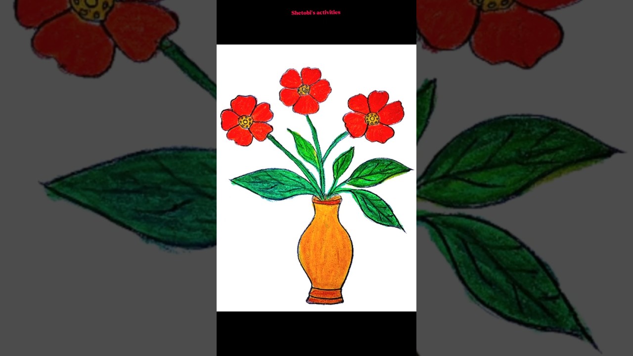 How to draw a flower vase 😍
