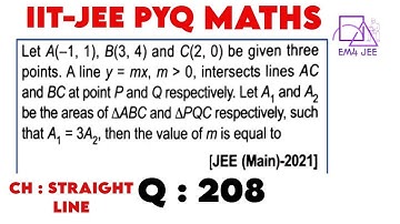 Let A(- 1, 1) B(3, 4) and C(2,0) be given three points. A line y = mx, m  0 intersects lines AC and