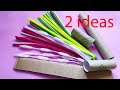 2 ideas from cardboard paper roll and pipe cleaners pompoms