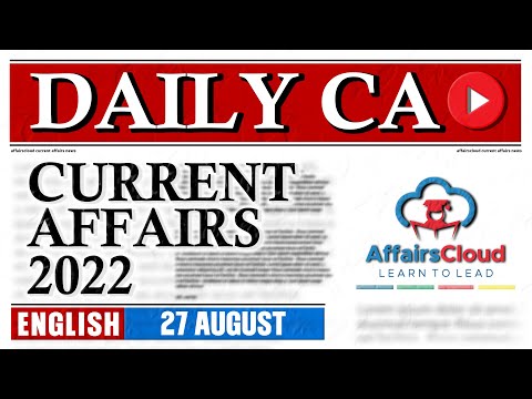 Current Affairs 27 August 2022 | English | By Vikas Affairscloud For All Exams