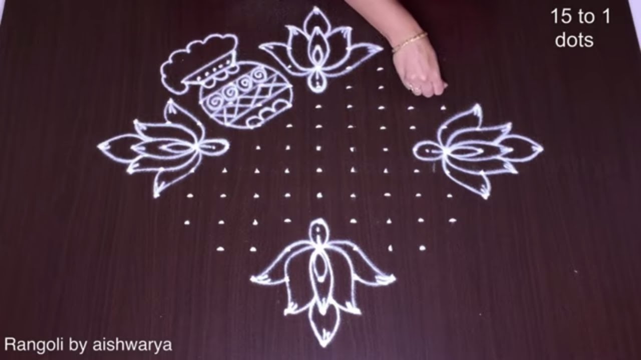Traditional Lotus Rangoli for Festivals
