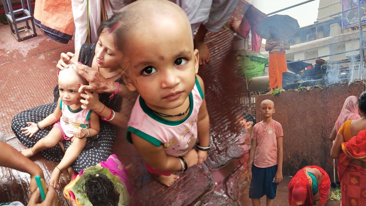 बाबा बैद्यनाथ धाम में दोनों बच्चों का मुंडन करबाइ।‌।