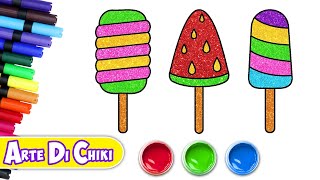 Arte Di Chiki | Come disegnare il gelato | Disegno facile per i bambini | How to Draw Ice Cream