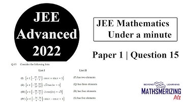 JEE Advanced 2022 | Under a minute | Paper 1 | Q15 | Mathematics | Trigonometric equations