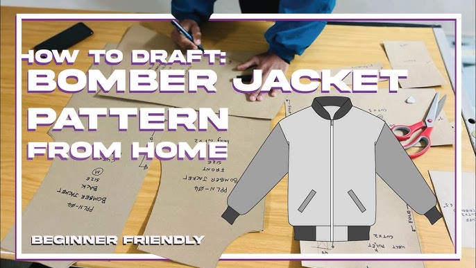 HOW TO DRAFT: Bomber Jacket Pattern (Printable PDF included) AT HOME. Beginner friendly tutorial - YouTube how-to-draft-bomber-jacket-pattern-printable-pdf-included-at-home-beginner-friendly-tutorial-youtube