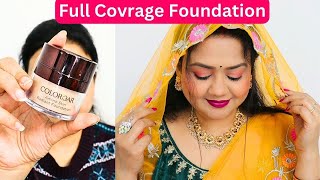 Full Coverage Foundation- Newly Married Brides Makeup Tutorial for Yellow Saree with Easy Eye Makeup