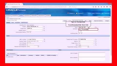 Creating a Purchase Order in Oracle Applications Part 1 Creation