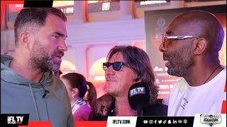 EDDIE HEARN CRASHES INTERVIEW & CONFRONTS JOHNNY NELSON IN SAUDI ARABIA OVER ANTHONY JOSHUA COMMENTS