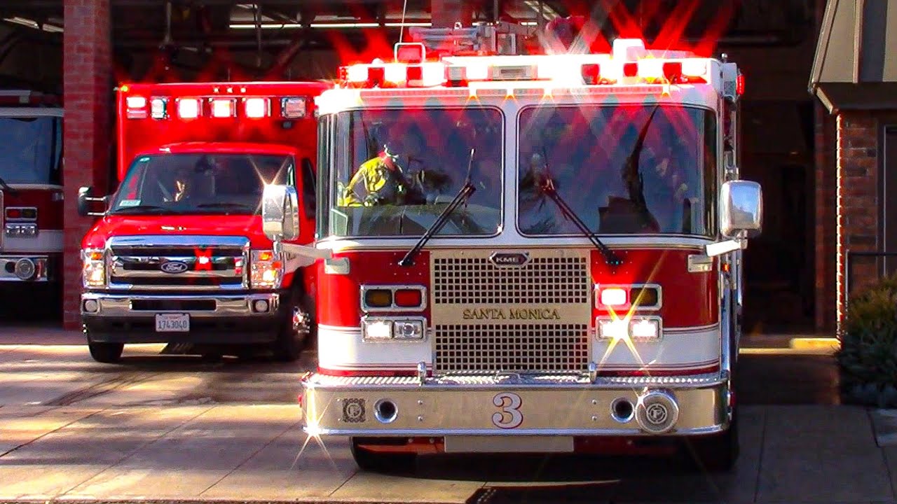 *FULL HOUSE* Santa Monica Fire Dept. Engine 3 Engine 4 & NEW BLS 3 ...