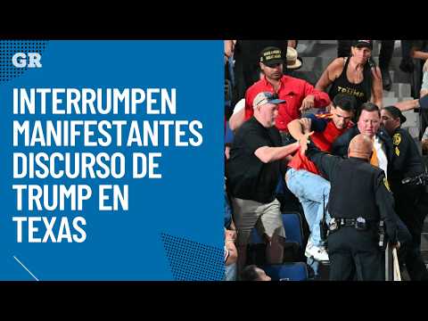 Interrumpen manifestantes discurso de Trump en Texas