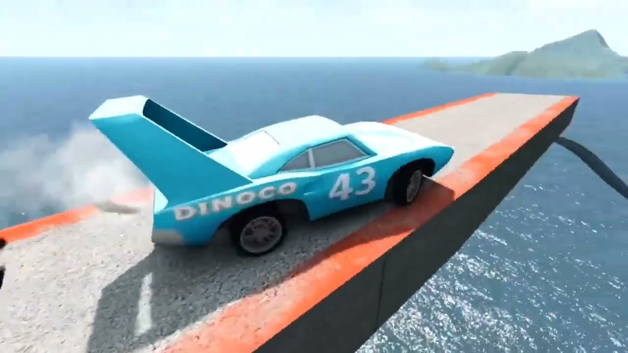 ​Mack Truck vs King Dinoco Truck vs Impossible Spiral Bridge Vs Deep Water - BeamNG.Drive