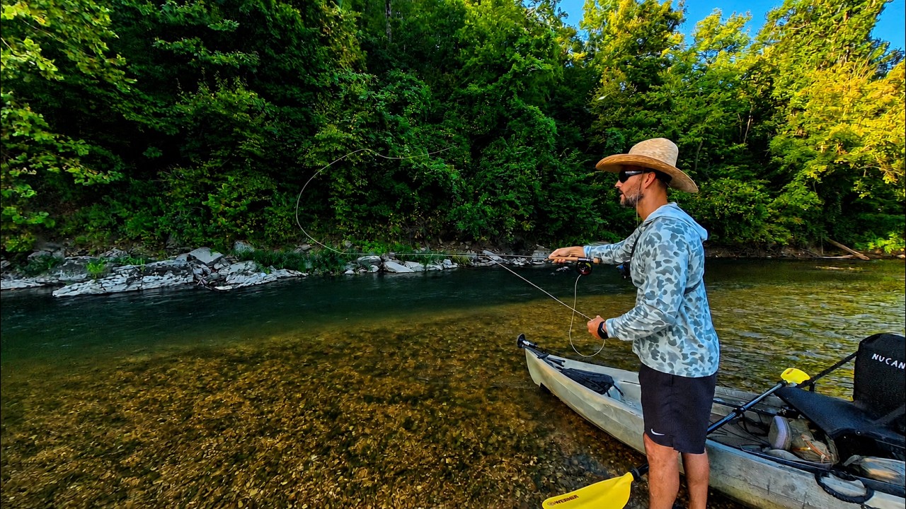 Kayak Fly Fishing for Smallmouth Bass in 100° Heat