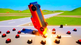 High Speed Car Jumps on Lego Mines - Brick Rigs