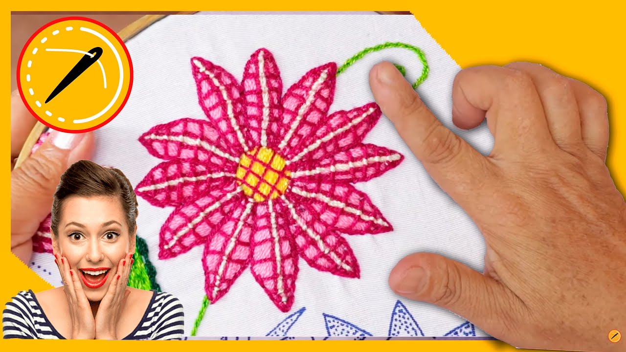 🌸¿Quieres una puntada rápida y bonita para bordar a mano servilletas con diseños de FLOR? 🌸 225