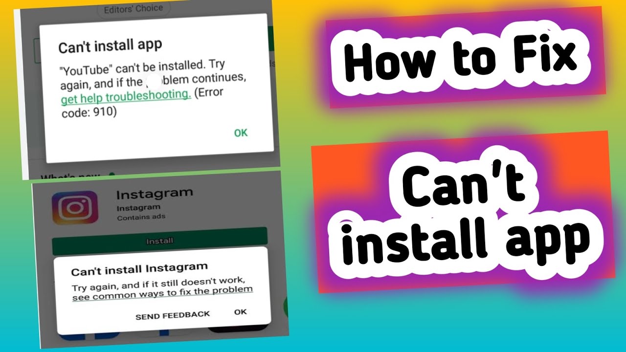 How To Solve Can't Install App Problem On Playstore || can't install ...