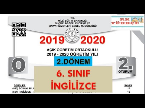 Açık Öğretim Ortaokulu 6.  Sınıf İngilizce Çıkmış Sorular | 2019 2020 2. Dönem