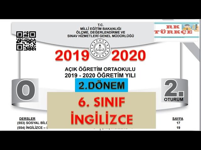 Acik Ogretim Ortaokulu 6 Sinif Ingilizce Cikmis Sorular 2019 2020 2 Donem Youtube