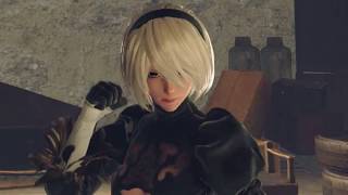 NieR: Automata - 2B has (some) facial animations in game