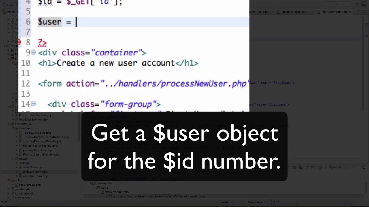 PHP 2 - Milestone 3 - 04b - Edit User Form - YouTube