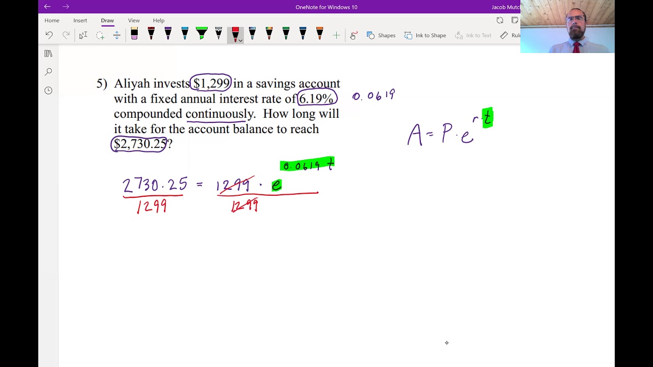 5.9 Calculate Variables for Continuously Compounded Investment YouTube