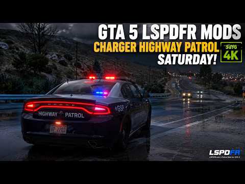 GTA 5 LSPDFR MODS | Charger Highway Patrol Saturday! Rainy Patrol RTX 5090 4K Gameplay