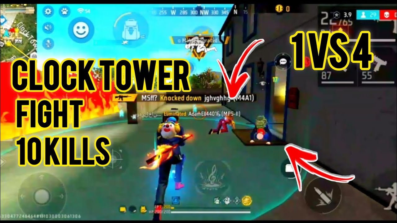 Clock tower fight 1 vs 4 rank match 10 kills /MS Flff🔥 ️🥰📲 - YouTube