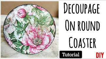 Decoupage Art | Decoupage on wooden coaster | Crackling Medium | Tutorial | DIY