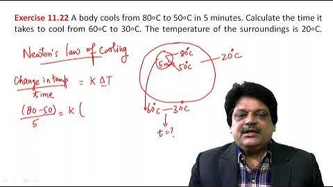 A body cools from 80 C to 50 C in 5 minutes. Calculate the time it takes to cool from 60 C to 30 C