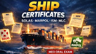 Ship Statutory Certificates Explained (SOLAS, MARPOL, MLC, ISM)| MEO Class 1  Exam