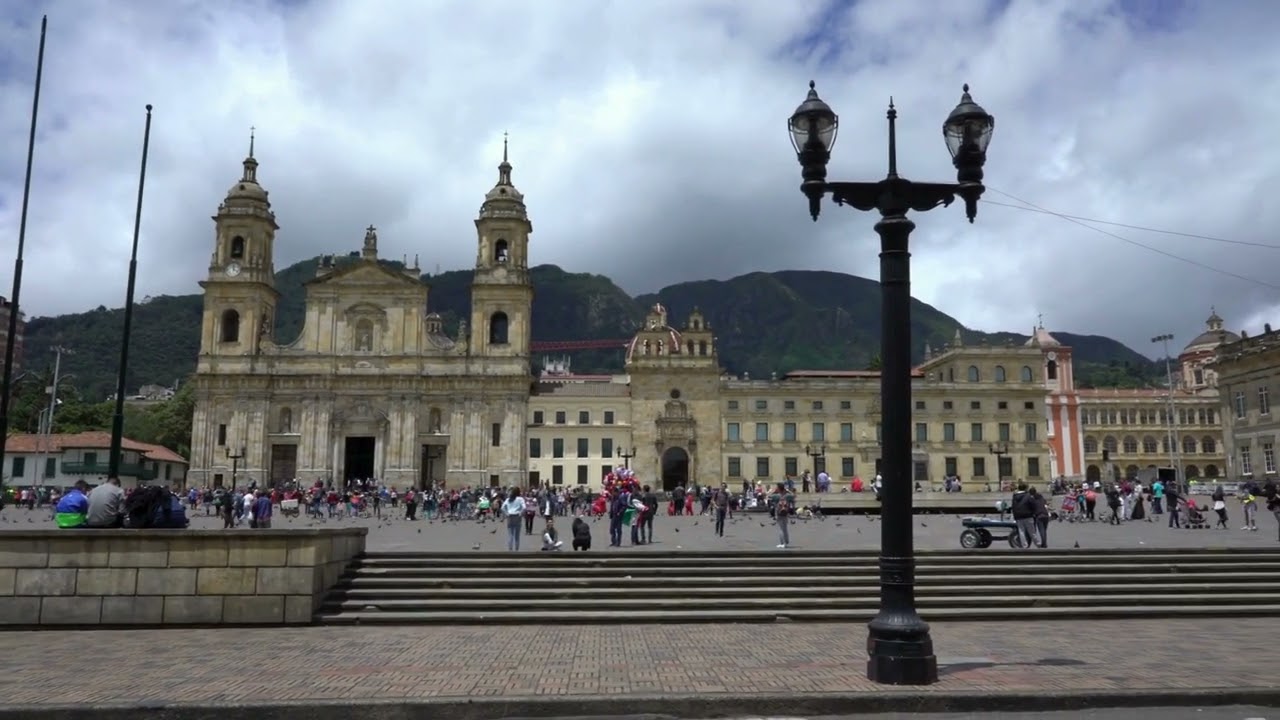 VideoVault Stock Video: Bogota Colombia space in front of Primatial Cathedral