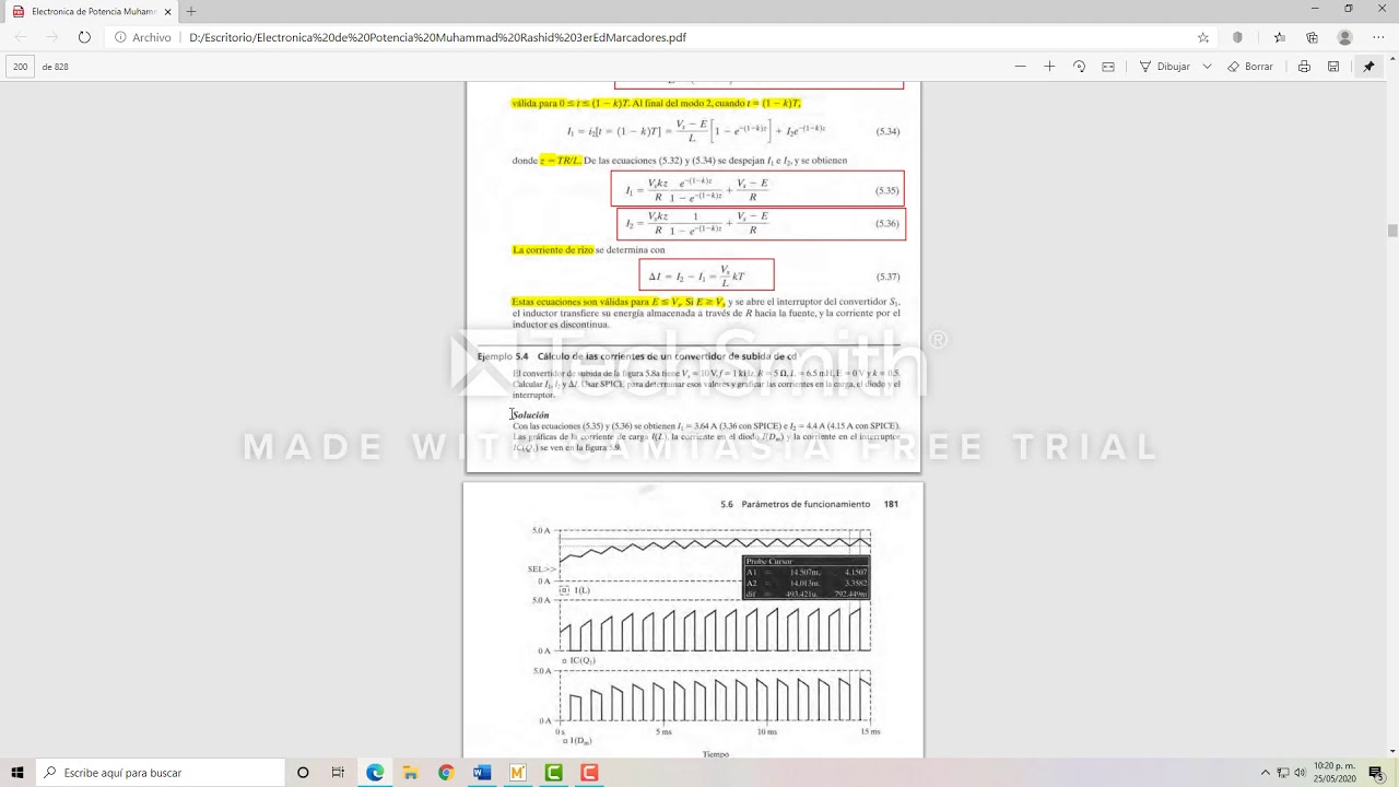 Solución Ejemplo 5.4 - Convertidor de cd subida - Electrónica de