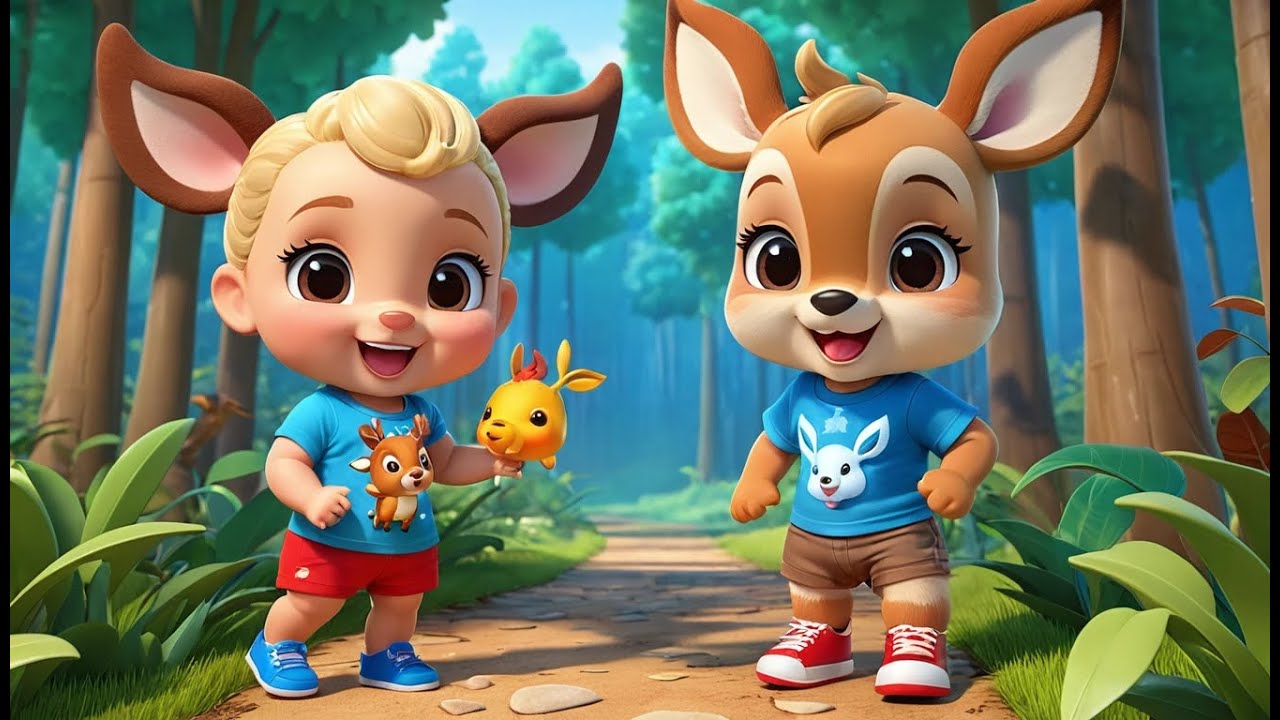 Gentle Deer Walks in Forest Light | Calm Deer Song for Kids | Peaceful Woodland Adventure Rhyme