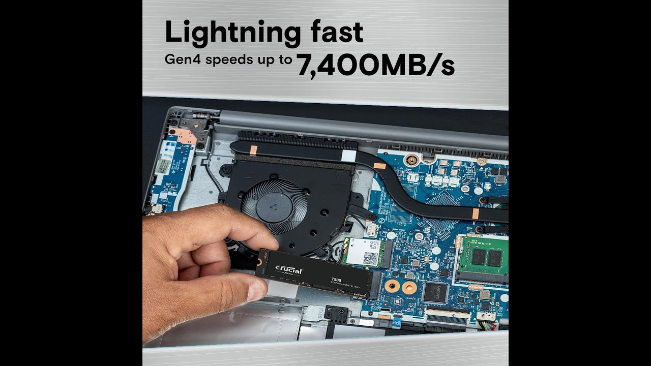 Crucial T500 2TB Gen4 NVMe M.2 Internal Gaming SSD, Up to 7400MB/s, Laptop & Desktop Compatible