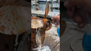 Rusted Boat Propeller Hub Restoration With Spray Bottle | Satisfying Marine Rust Removal