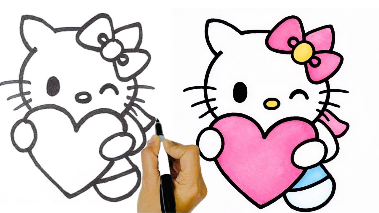 Anyone Can Draw This Cute Hello Kitty Holding a Heart