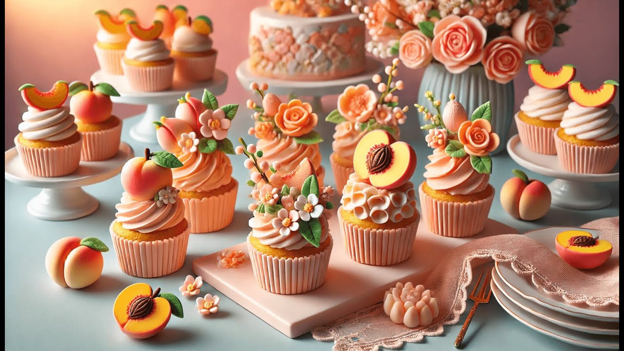 🍑 Aukolass Glitter Sweet Peach Cupcake Toppers | Best Peach Cupcake Toppers 🧁