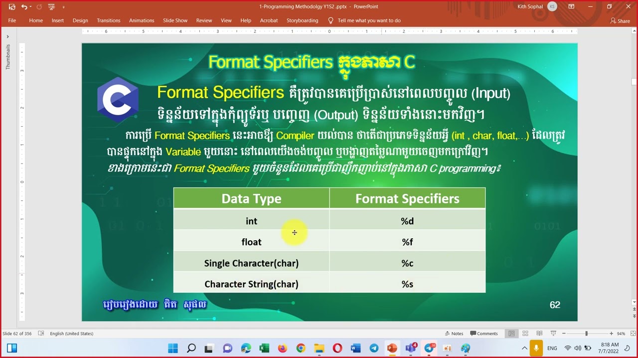 Format specifiers