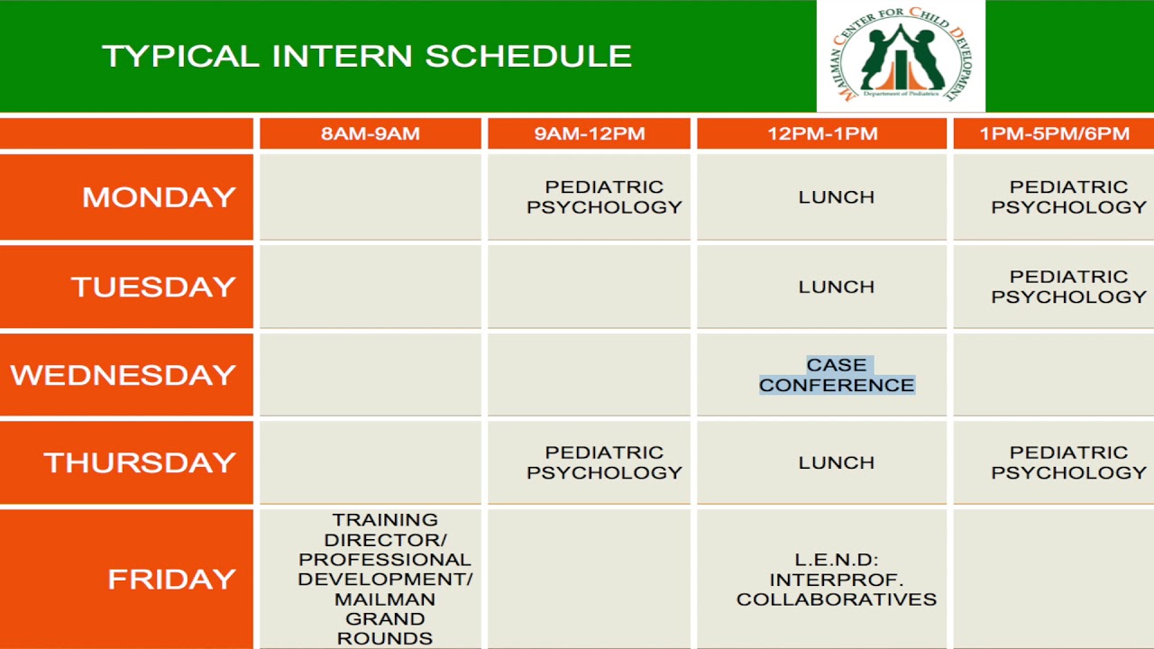 Intern Schedule Template