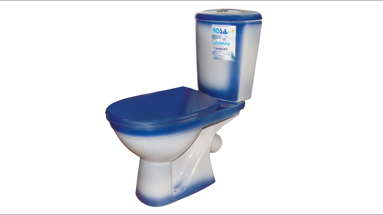 УНИТАЗ КОМПАКТ ROSA \"КОМФОРТ ПЛЮС\" СИНИЙ ДЕКОР - YouTube