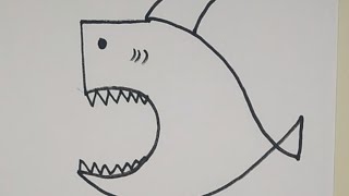 How to draw shark with number 5 #shorts #easy #satisfying