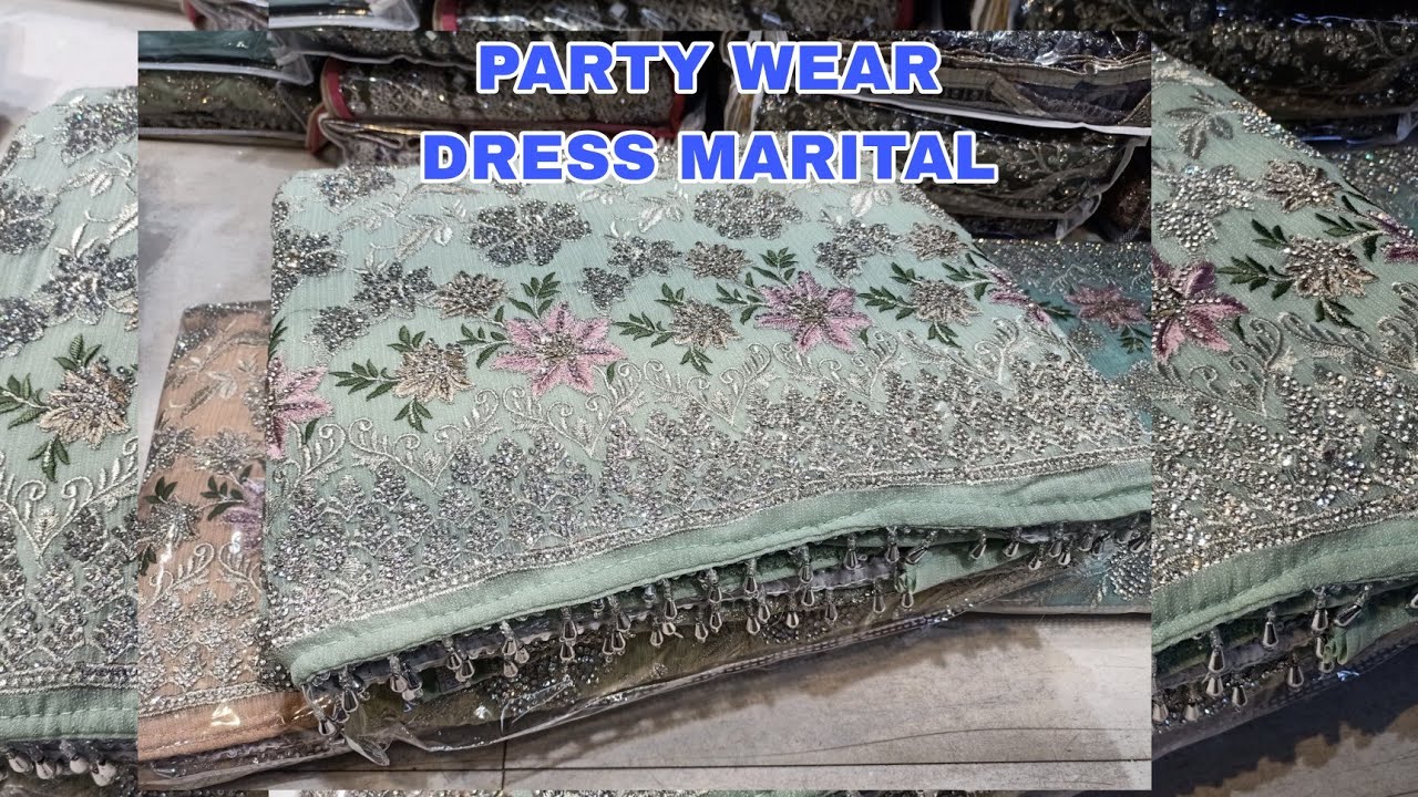 Bridal wear dress marital fabric heavy jorjet crunchy heavy stone work