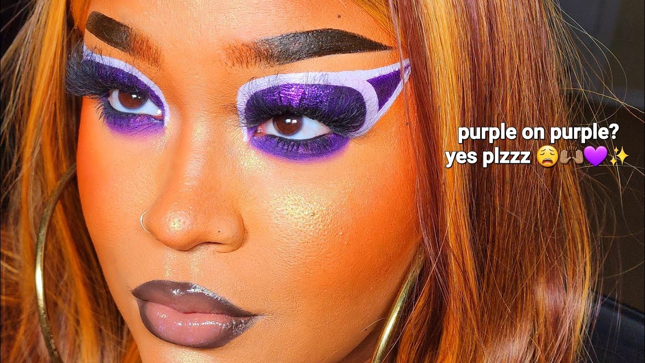 ️tutorial ️ EASIEST PURPLE EYESHADOW + GRAPHIC LINER LOOK perfect for