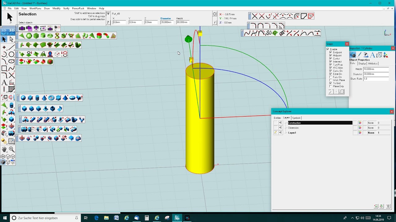 Viacad - Fase an Zylinder / chamfer on cylinder