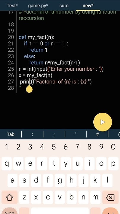 Factorial Code Both By For loop and Function Recursion In Python 🔥🔥 # ...