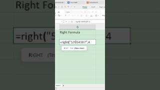 Right Formula in MS Excel