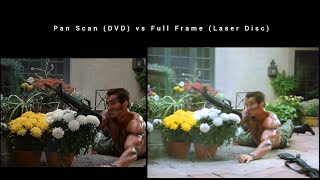 Commando (1985) DVD (Pan Scan) Vs Laserdisc (Full Frame) Arnold Killing Bad Guy scene