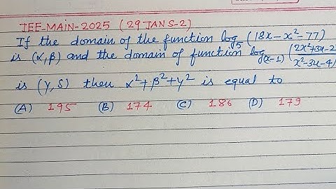 If the domain of the function log(18x-x²-77) is (alpha,beta) and.. | jee main maths 2025 solution