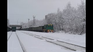 Тепловоз ТГМ6А-1434 с грузовыми вагонами